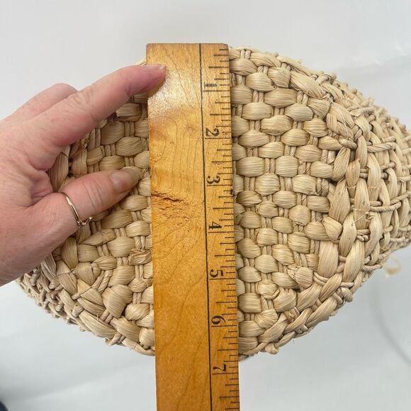 Womens Shoulder Bag Straw Fabric Lining Inner Pocket Beige rattan boho cottageco - Picture 3 of 15